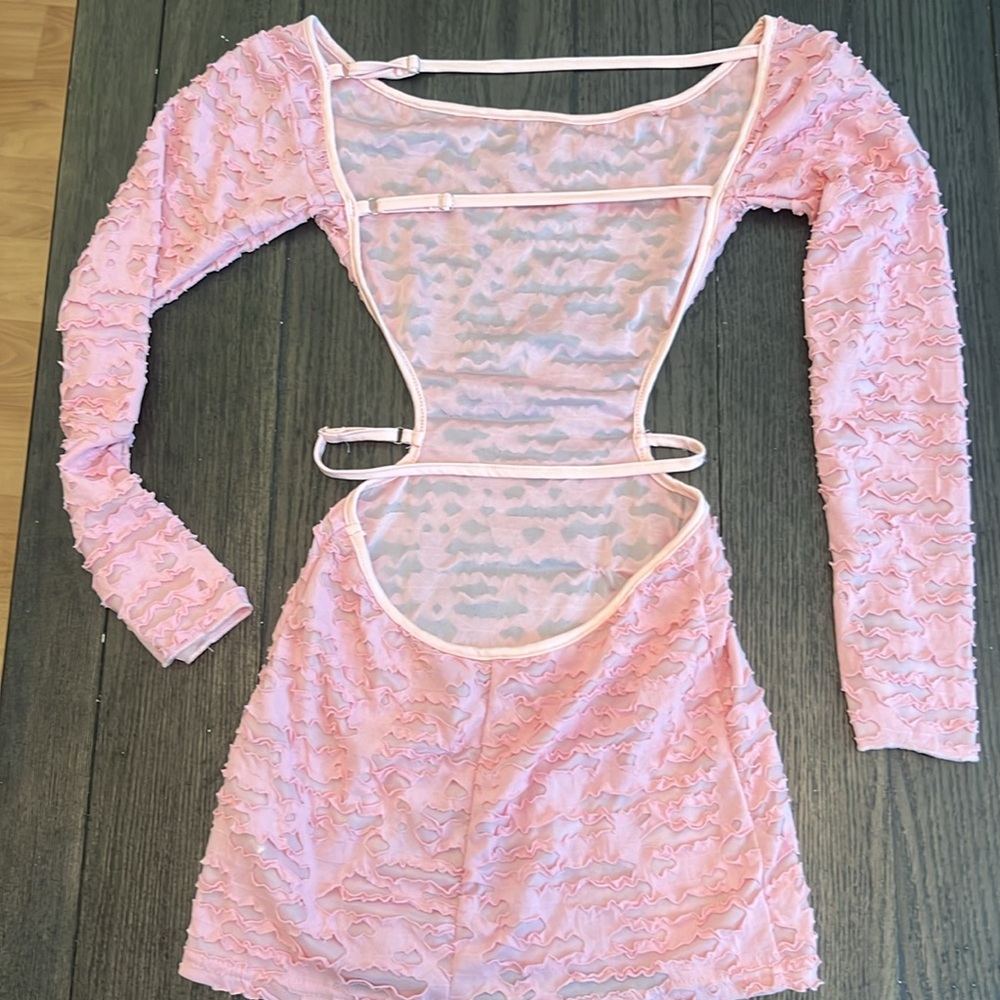 SHEIN• Off Shoulder Cut Out Waist open back Ruffled look Bodycon Dress XS - Picture 6 of 8